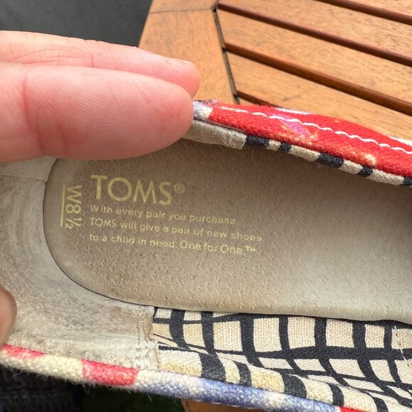 Toms Womens Floral Canvas Espadrille Wedge Peep Toe Shoes Size 8.5 - Picture 8 of 8